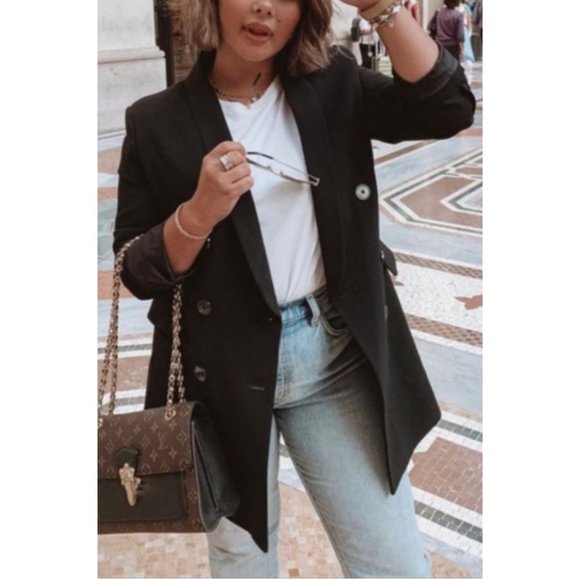 ZARA Blogger Favorite Oversized Double Breasted Blazer Suit Jacket Pea Coat - XS - Picture 10 of 10
